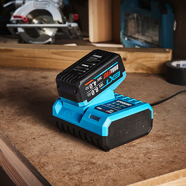 Pack batterie Erbauer EXT bitension 18/36V 8/4Ah   chargeur rapide 12A