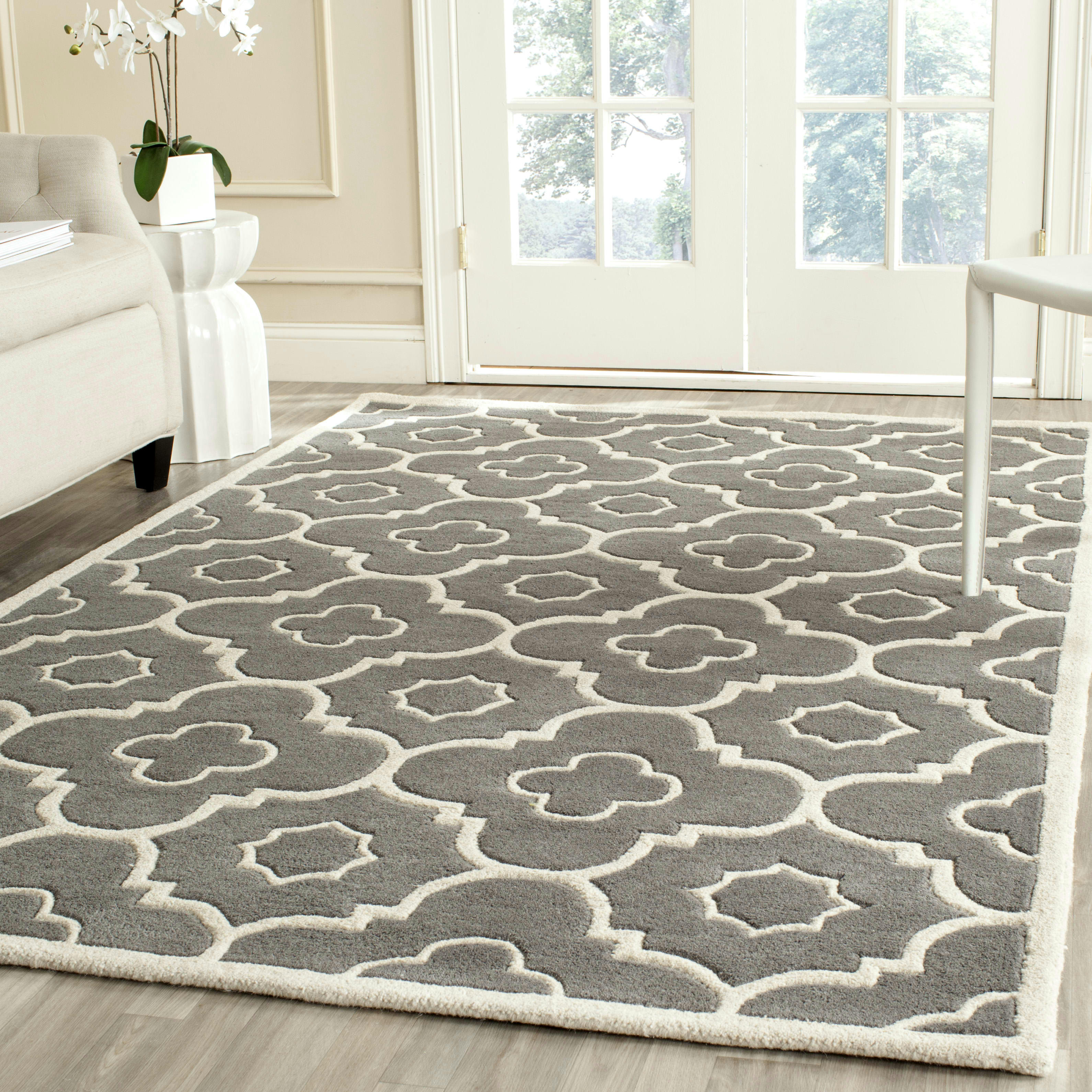 CHATHAM - Tapis de salon interieur en  gris fonce & ivoire, 152 x 244 cm