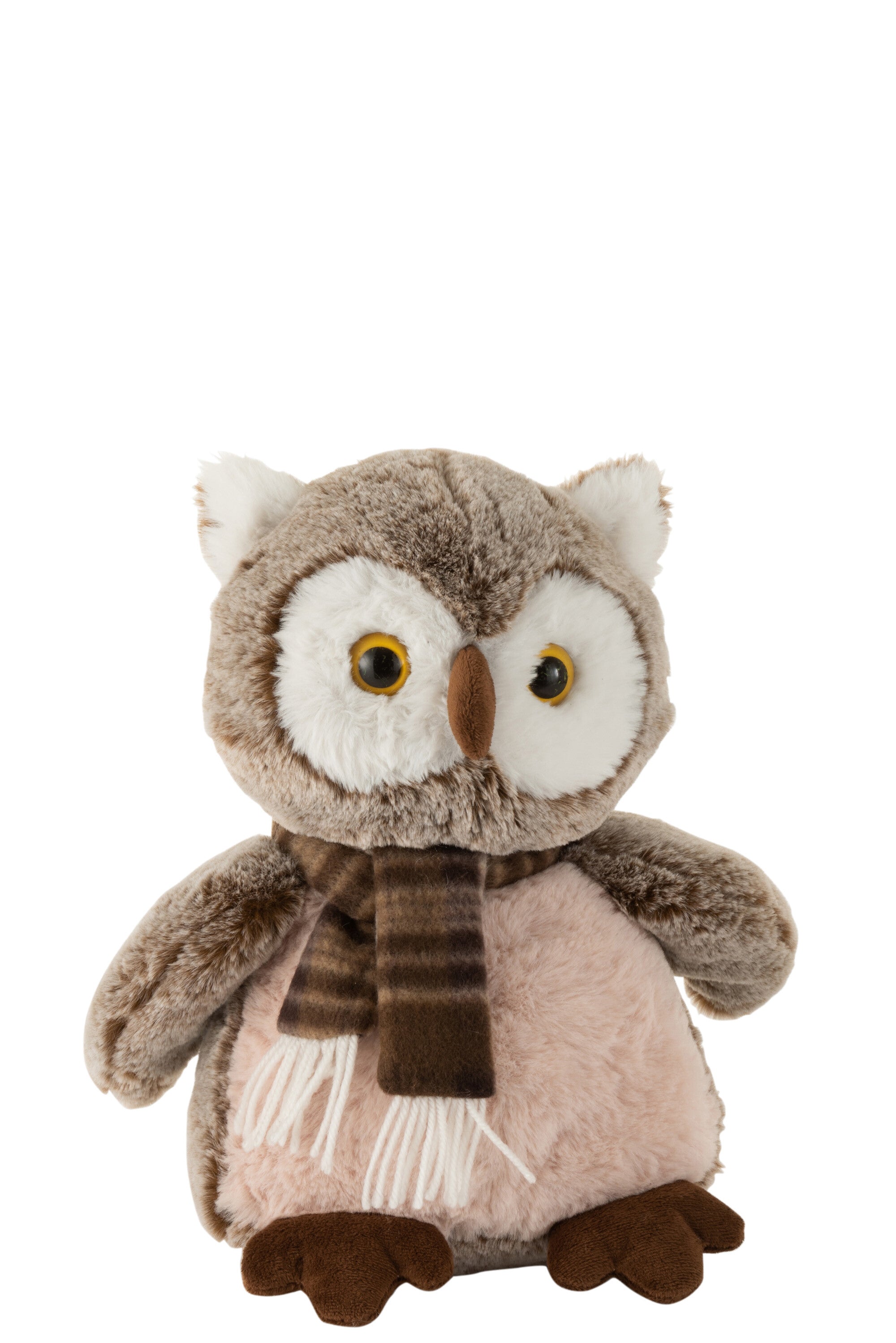 J-Line knuffel Uil   Sjaal - pluche - bruin/beige - large