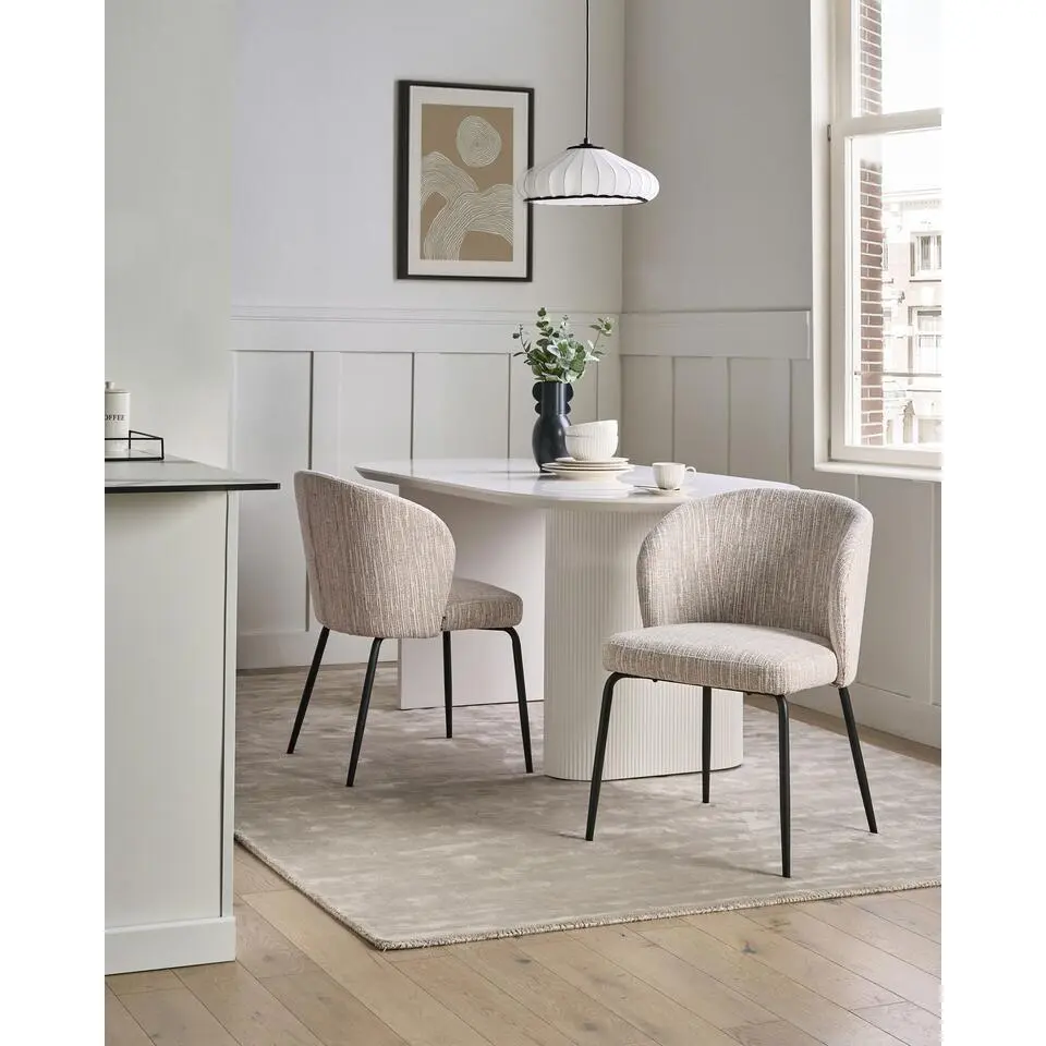 ZANA - Eetkamerstoel set van 2 - Wit/Meerkleurig - Polyester