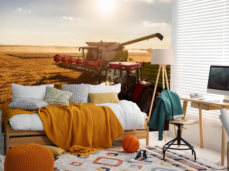 Fototapeta Traktor na polu 100x70cm