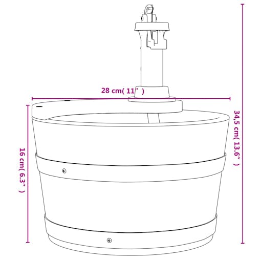 NNEVL Water Fountain with Pump 28x28x34.5 cm Solid Wood Fir