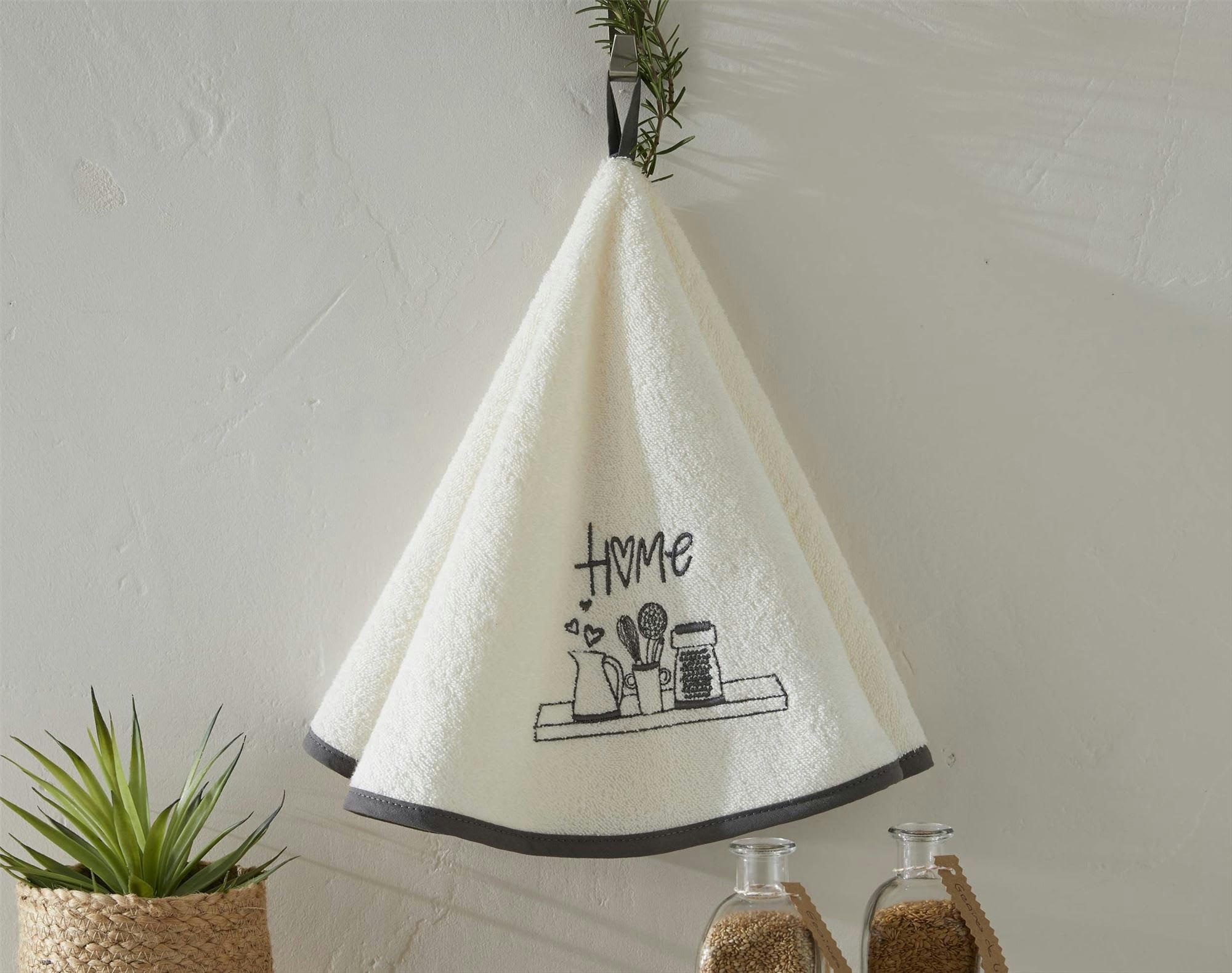 HOMY - Essuie-mains rond D.60 blanc cassé en coton