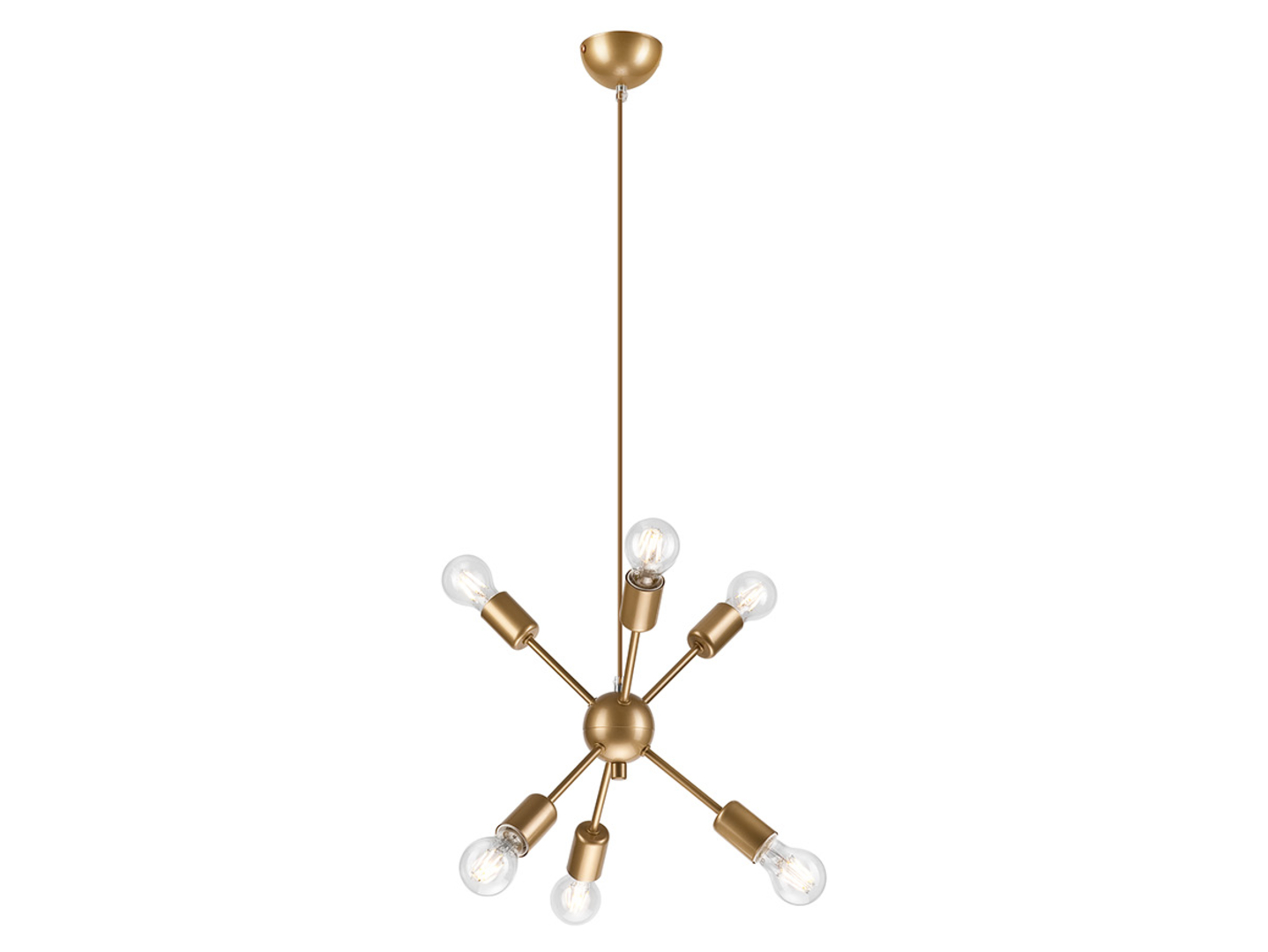 Lampa wisząca Ruby 6-punktowa stalowa złota