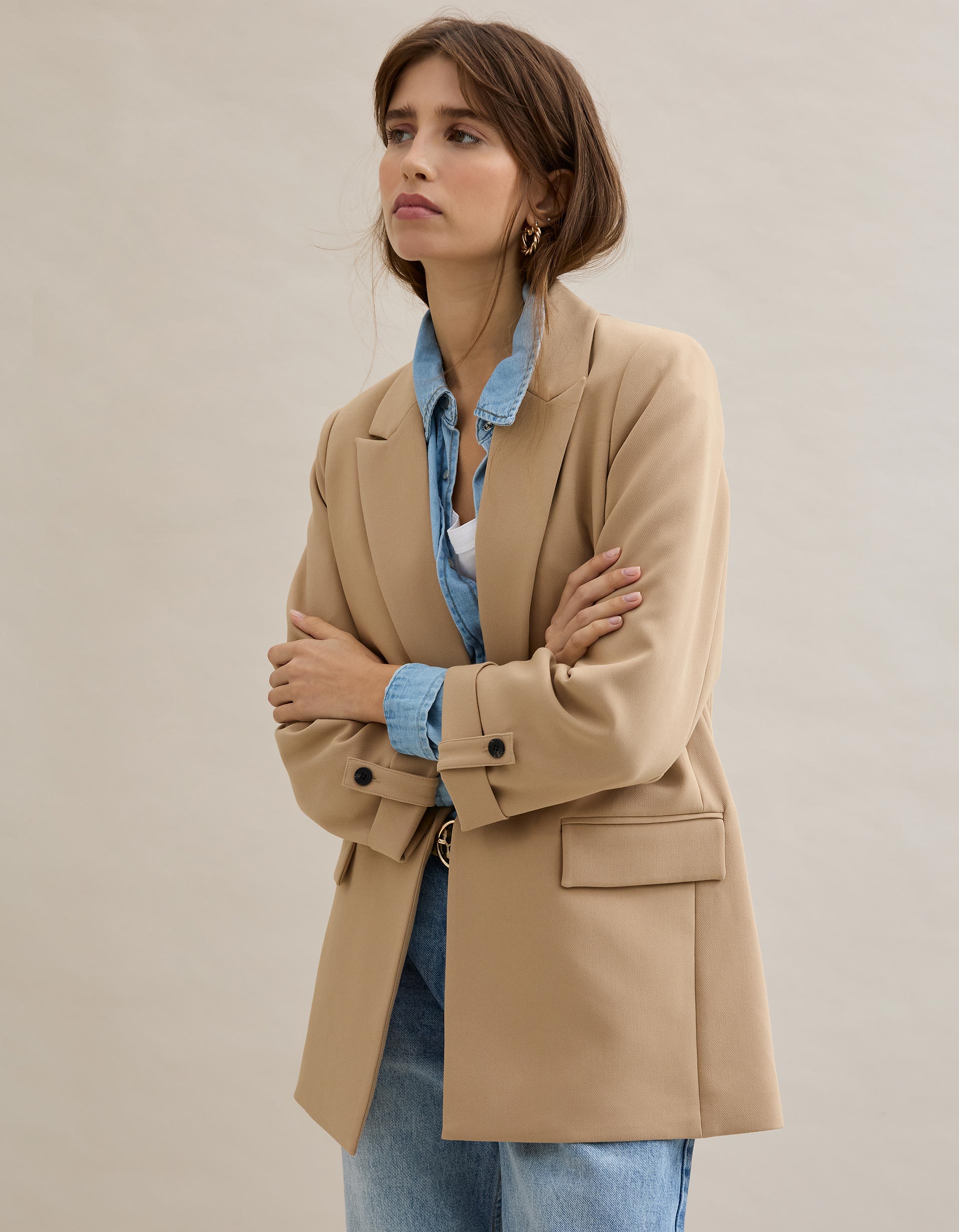 Blazer, Mulher, Bege Claro