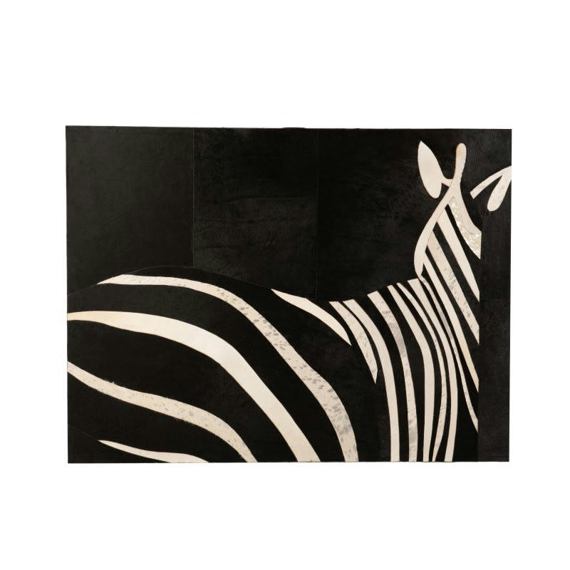 ZÈBRE - Cadre rectangulaire zèbre cuir noir/blanc 120x90cm