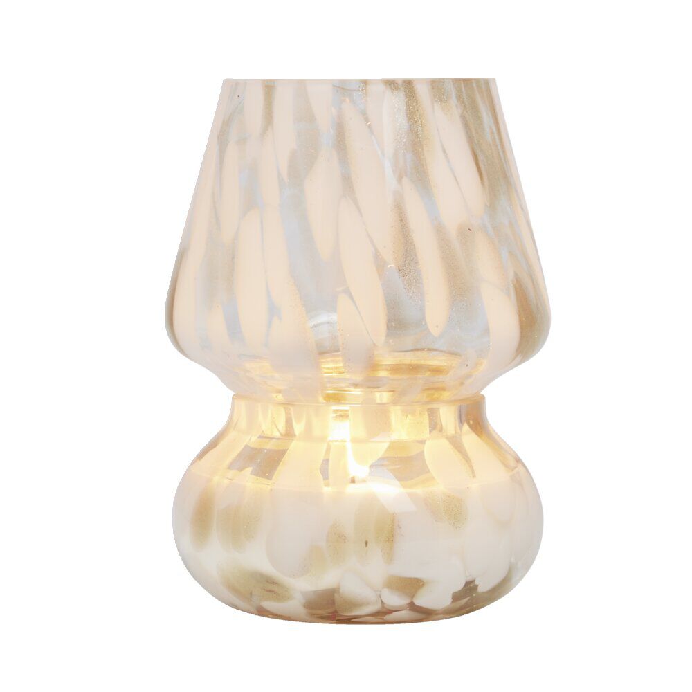 Bougie lampe 25H en verre blanc et beige senteur fleur d'oranger Ø11,2xH15cm
