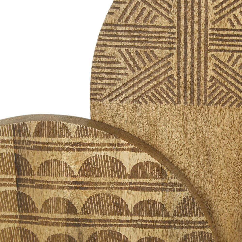 TANZANIA - Décoration murale assemblage de 7 cercles en bois gravé marron