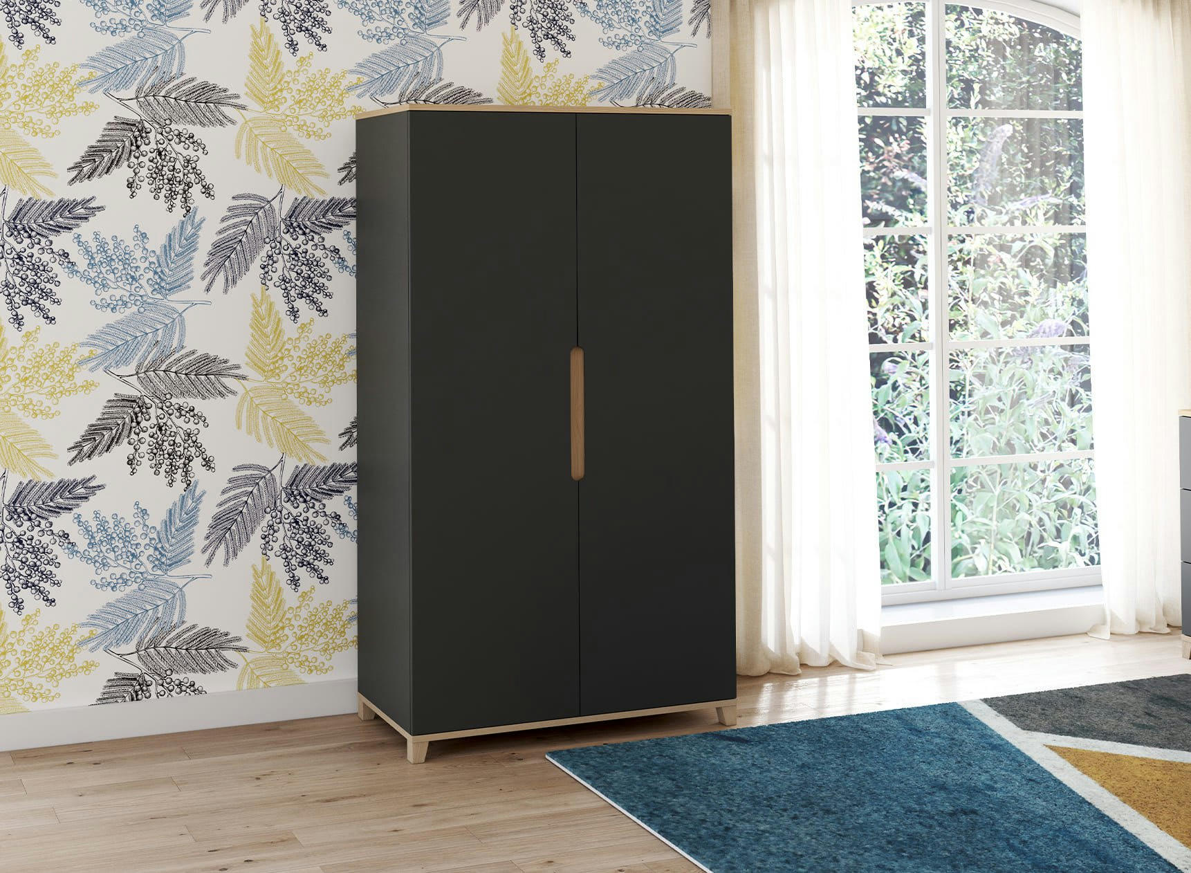 ALBI - Armoire 2 portes Ardoise et Chêne