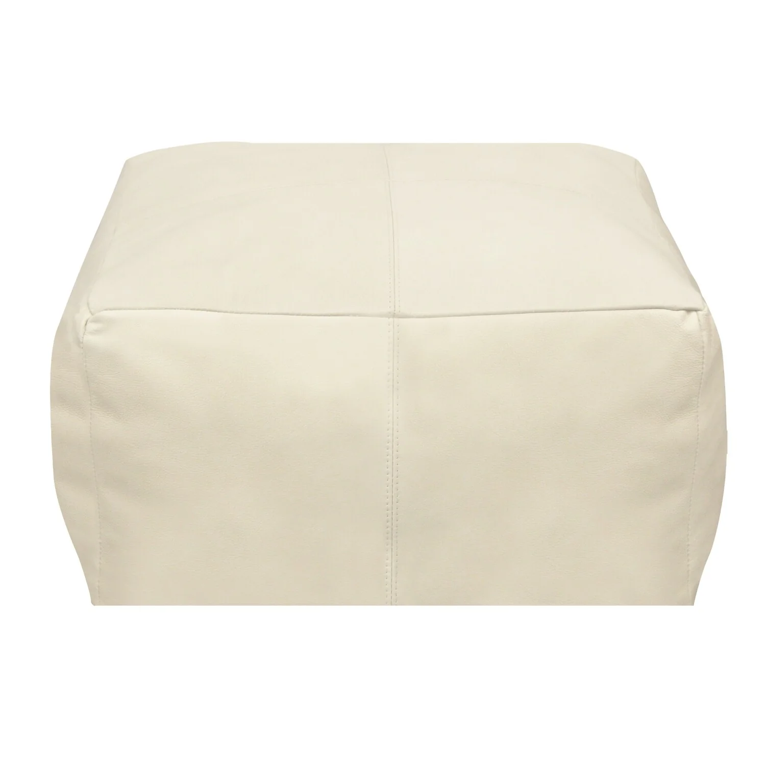 22 Ivory Leather Pouf Ottoman