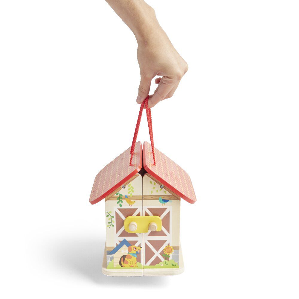 Ferme ou hôpital ou caserne de pompiers pliable en bois 20,5x17,5xH19cm