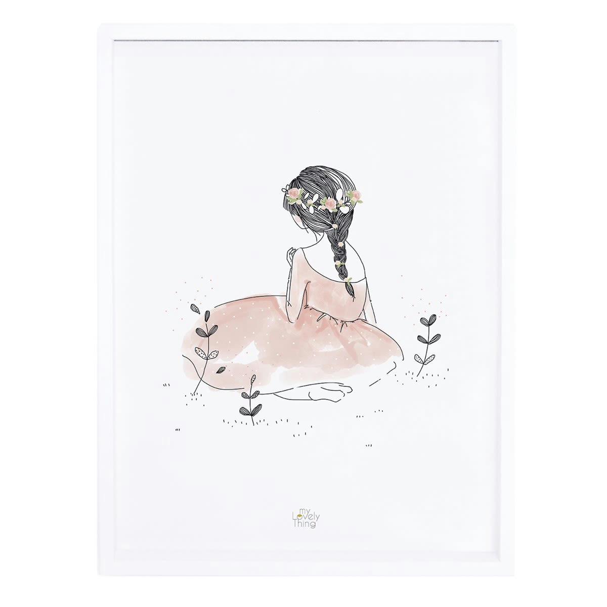 ROSAE - Affiche fillette en Papier Rose pâle