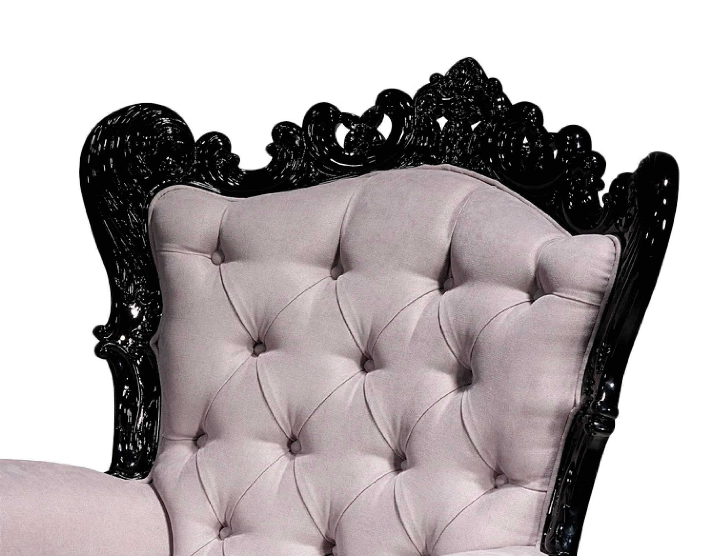 D. AMÉLIA - Fauteuil en bois noir et velours rose