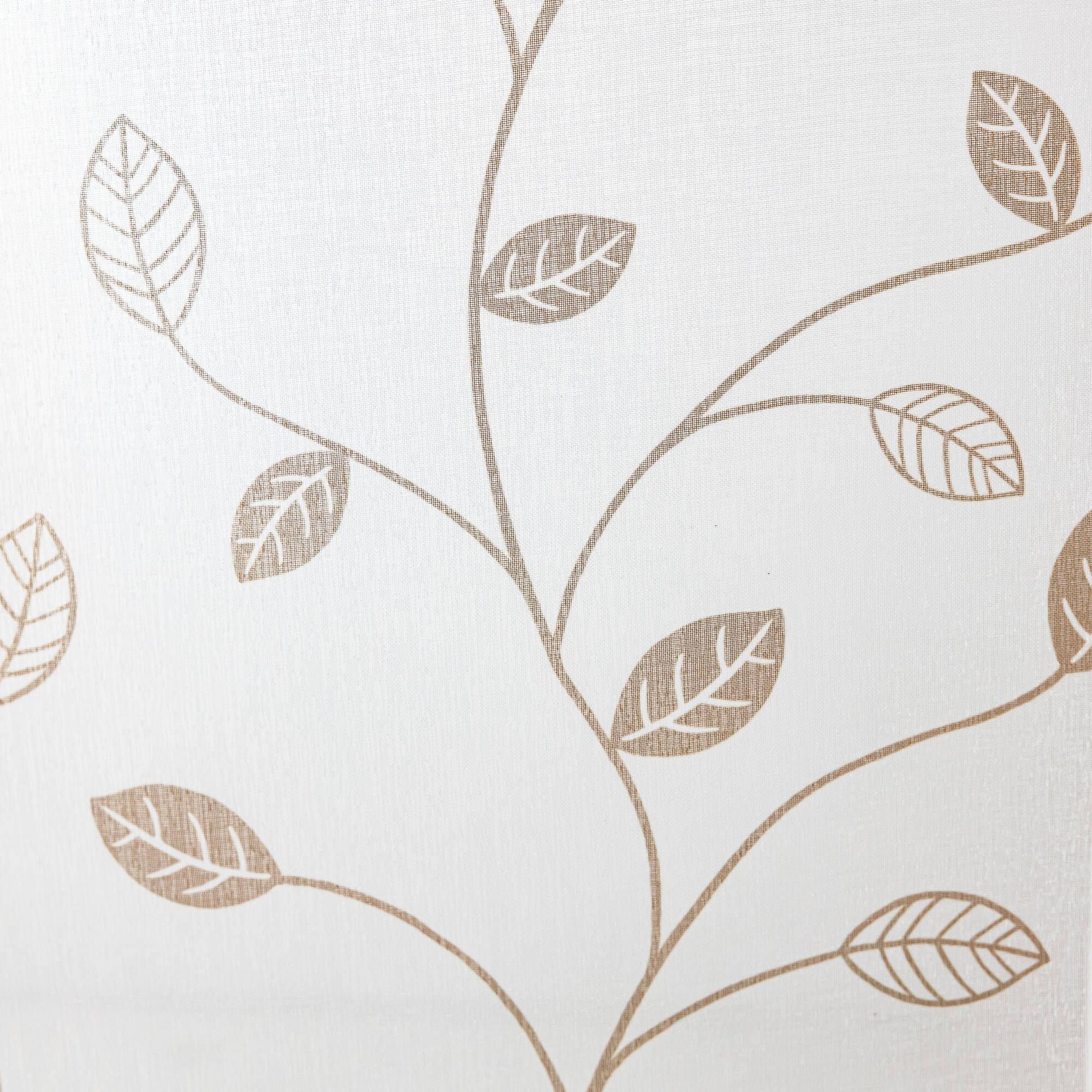 Vitrage voile motif petites feuilles - finition passe-tringle