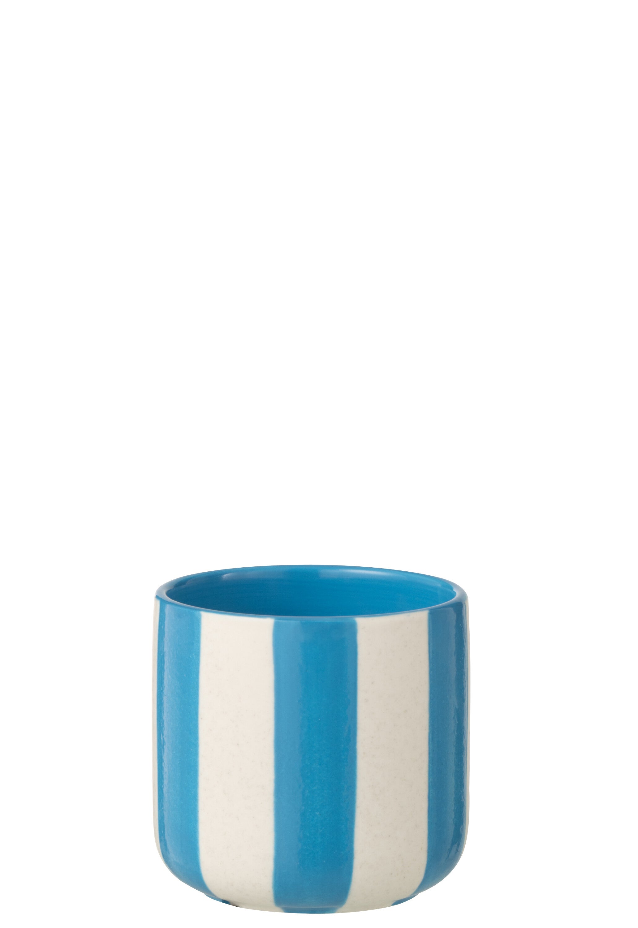 J-Line bloempot Gestreept - keramiek - blauw/wit - small