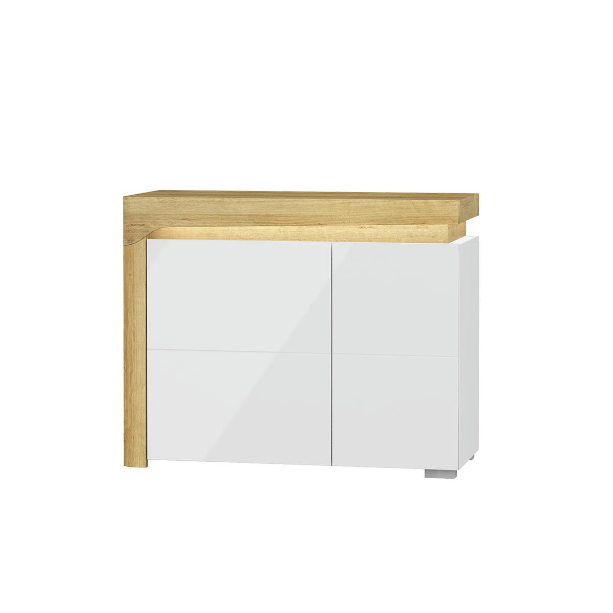 - Buffet 2 portes LED inclus stratifiés blanc et naturel