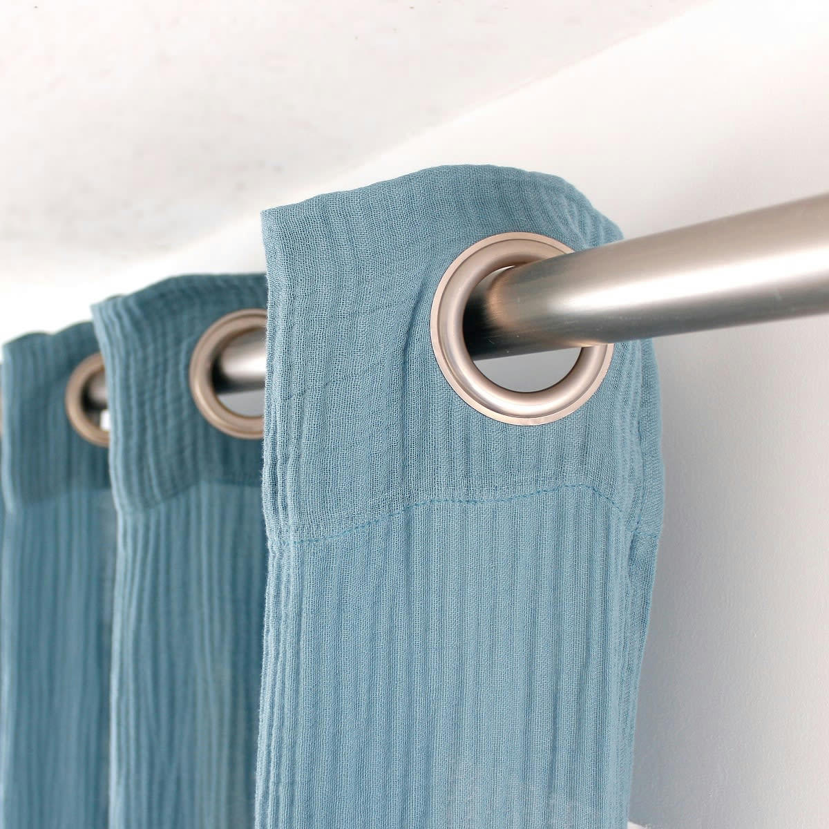 - Rideau double gaz de coton 140x240cm bleu océan