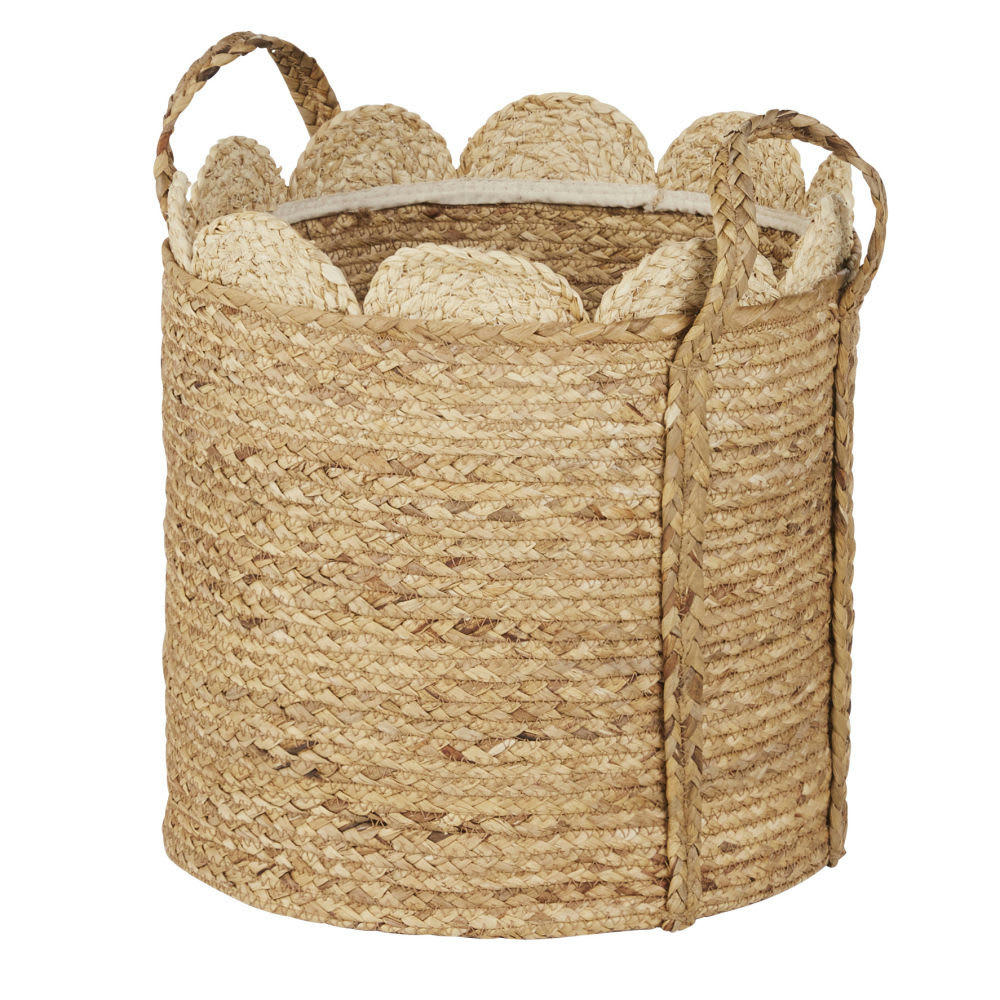 MANON - Panier de rangement en fibre végétale beige
