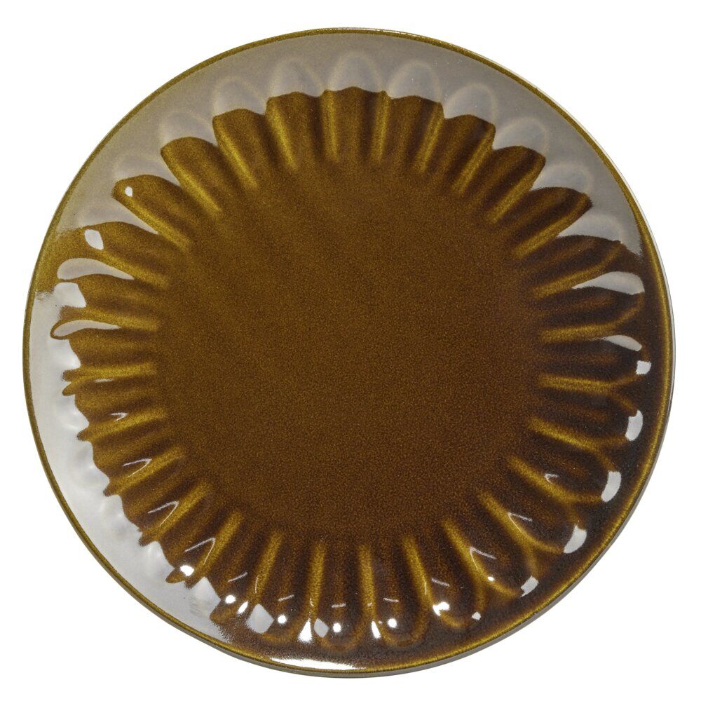 Assiette à dessert ronde Badem faïence marron foncé Ø21,5cm
