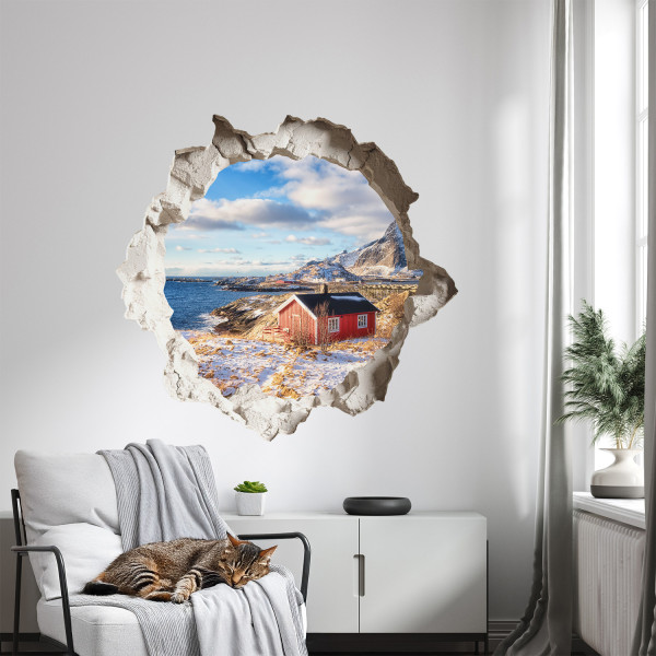 Naklejka wyrwa w ścianie rustykalny widok dziura 3D 60x57