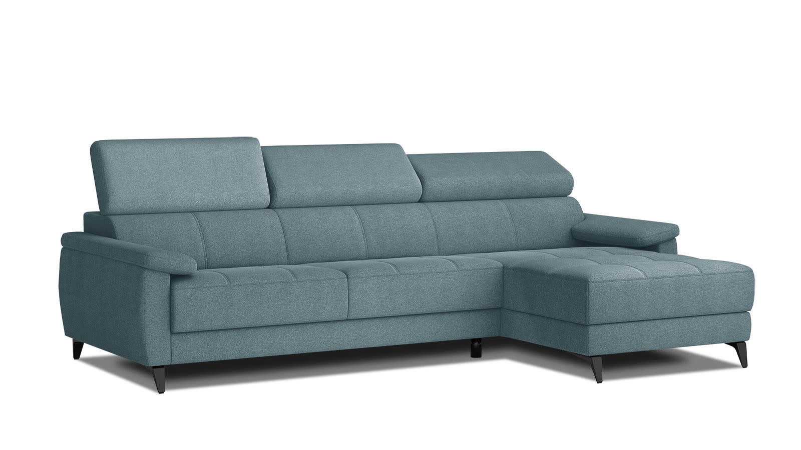 TAUNUS - Canapé d'angle droit 4 places bleu