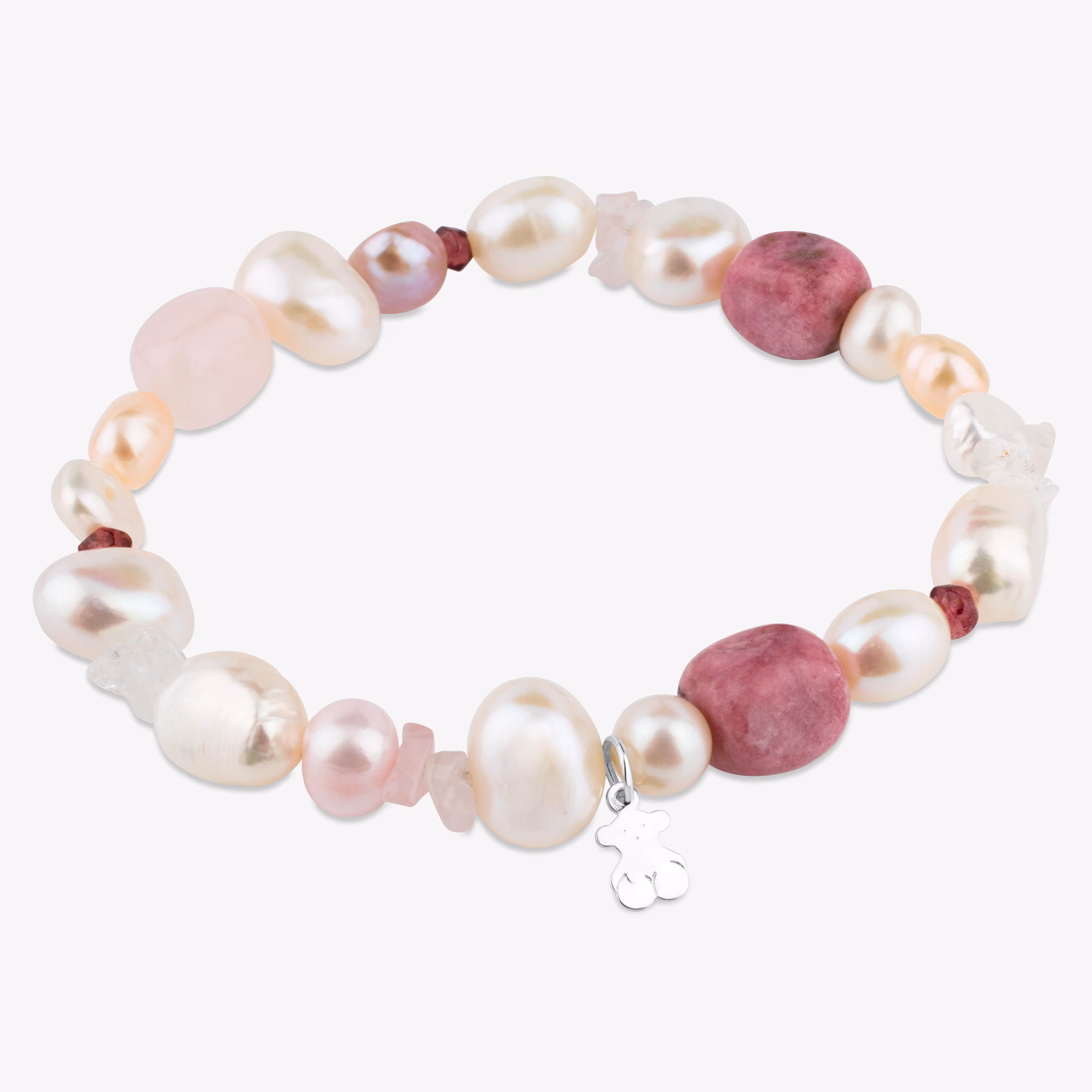Pulsera de plata con perlas, granate, rodonita y cuarzo TOUS Pearls