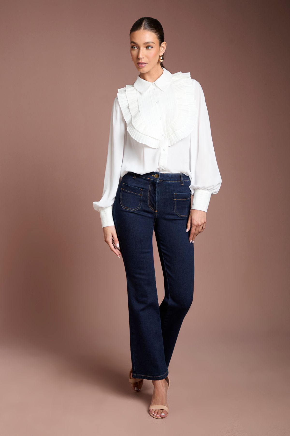 Coast Cotton Poplin Ruffle Shirt