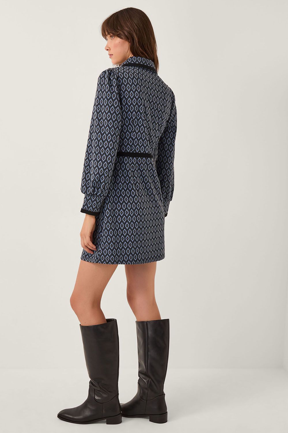Monsoon Jen Jacquard Jersey Mini Shirt Dress Grey