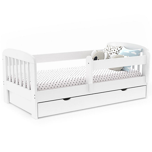 Lit enfant 80 x 160 cm LILIA 1 tiroir de rangement avec sommier et barrières