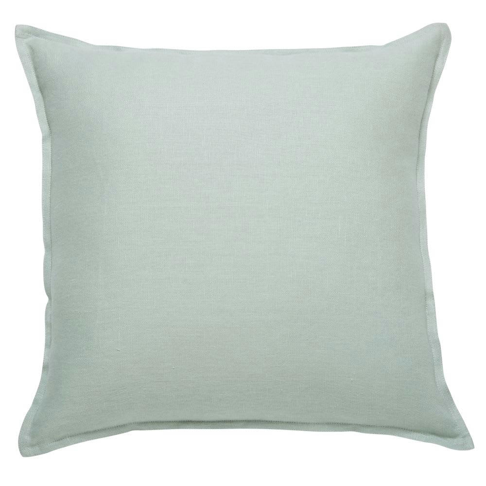 - Coussin en lin lavé vert d
