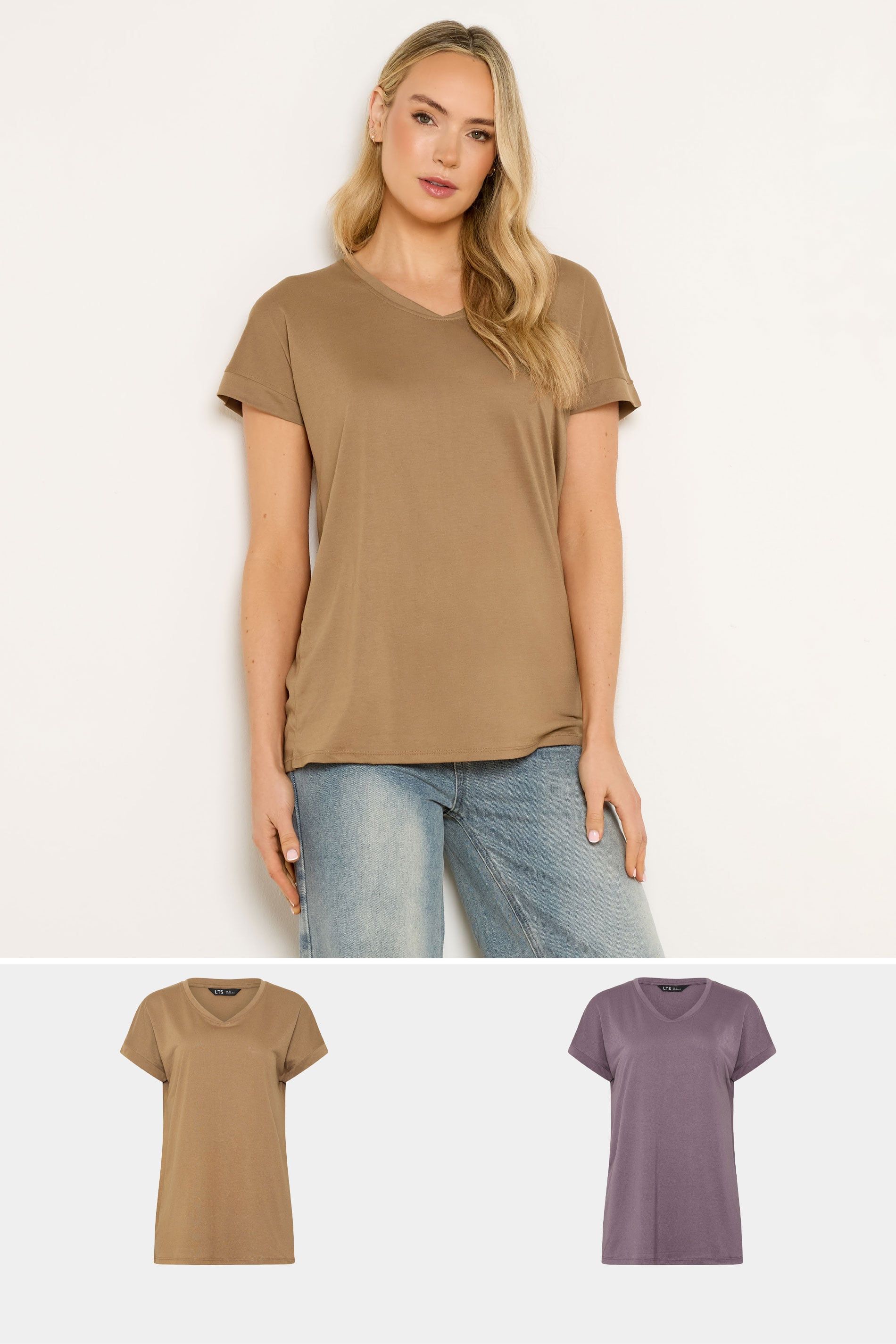 Long Tall Sally Tall 2 Pack V-Neck T-Shirts