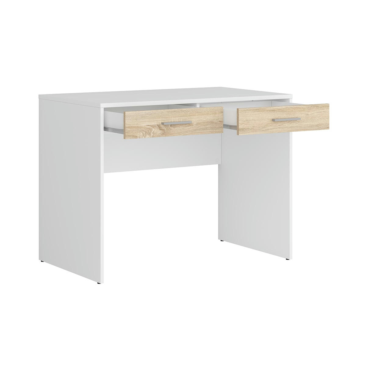 - Bureau 2 tiroirs stratifiés naturel et blanc