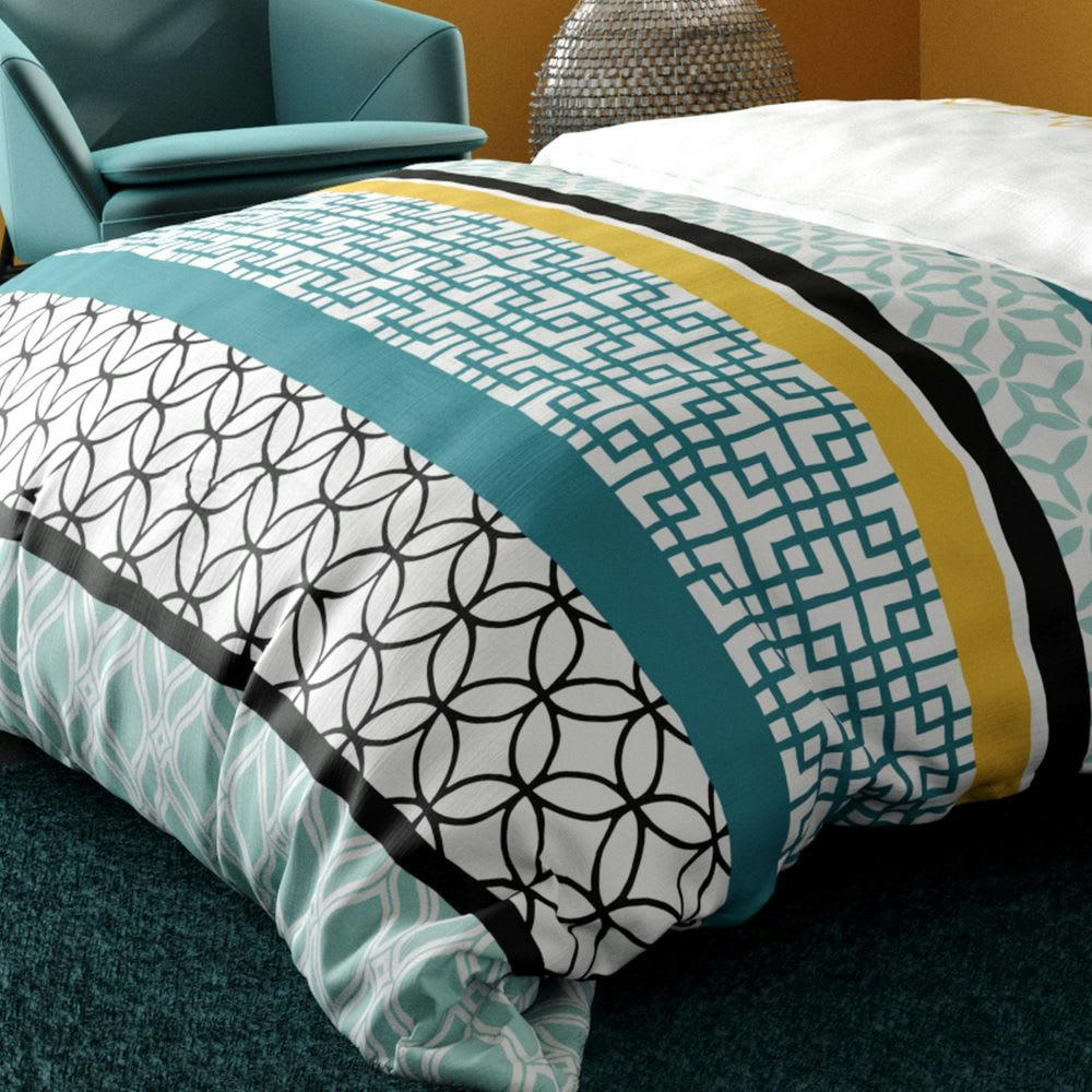 - Parure de lit 2 places coton à motifs 240x260 cm