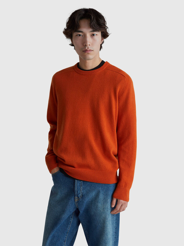 Crew neck sweater in pure Merino wool