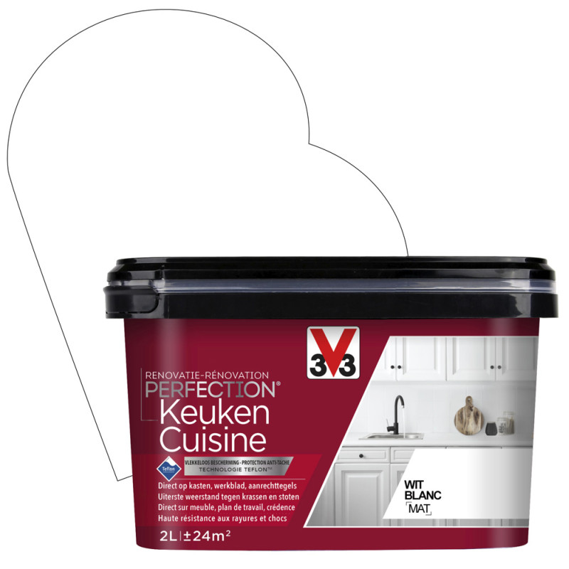Peinture de rénovation pour cuisine Blanc mat 2 L V33