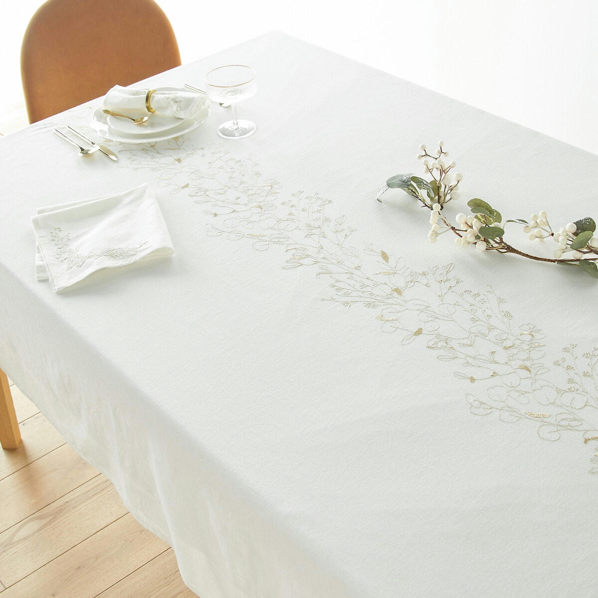 Nappe brodée coton/lin, Evanna