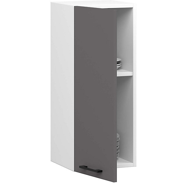 Armoires de cuisine haute AKORD W30 OLIWIA H720 Blanc 30 cm 1 porte façade Gris Graphite 2 étagères 30x30x72 cm