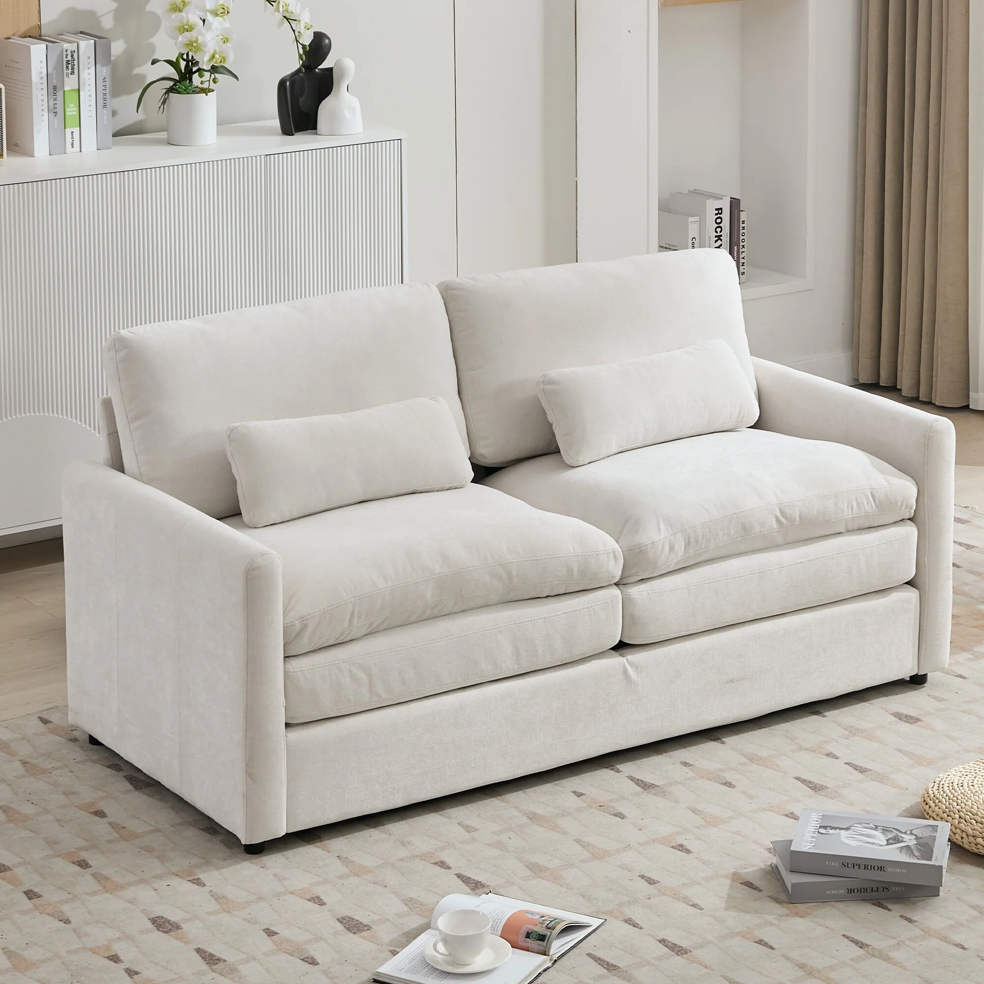 68.1 Chenille 2-Seater Sofa with Double Cushions