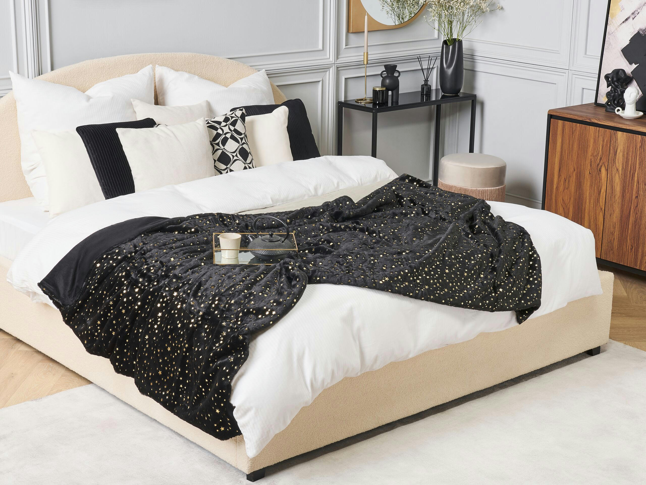 ALAZEYA - Couverture en polyester noir 180x130cm