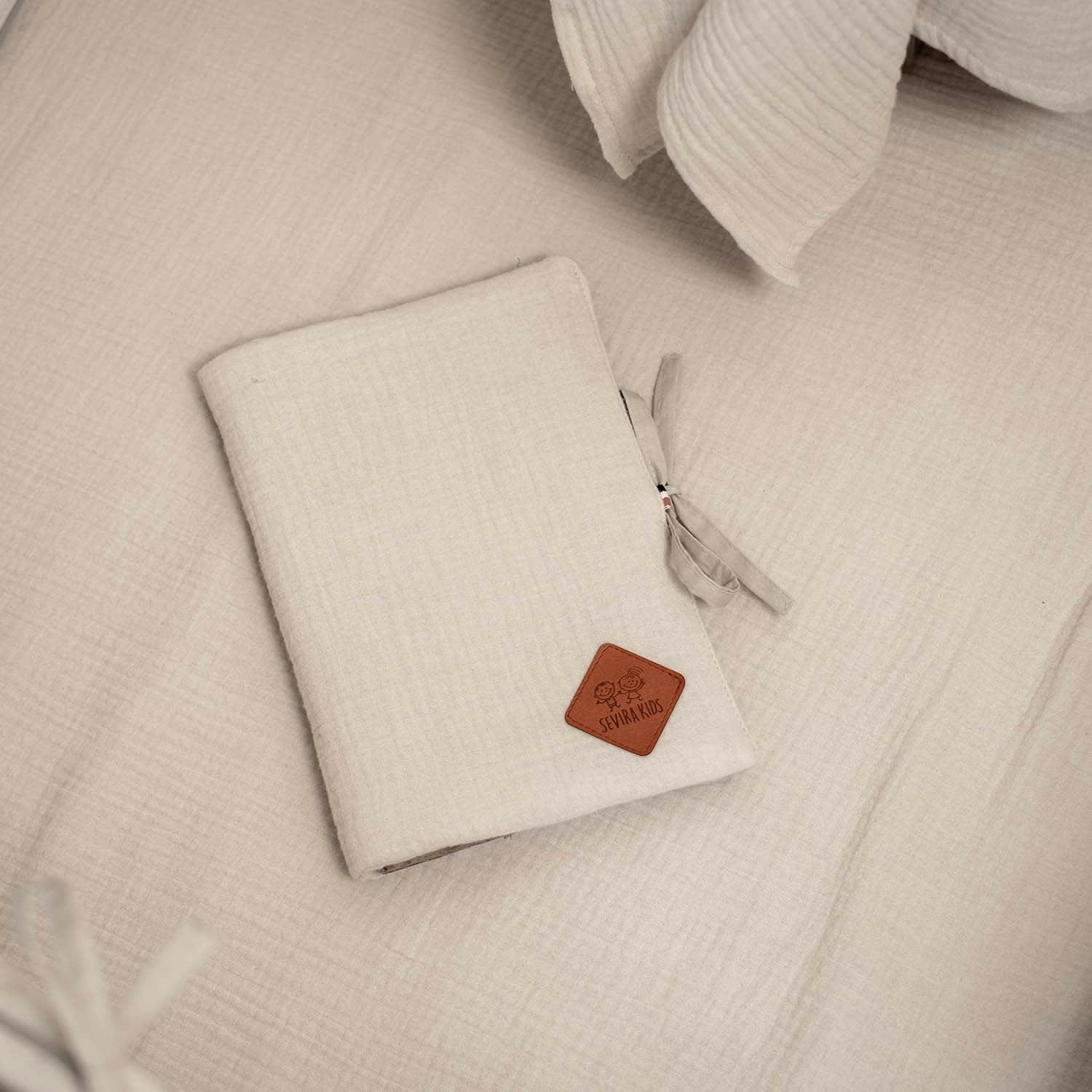 JEANNE - Protège carnet de santé en gaze de coton  Beige