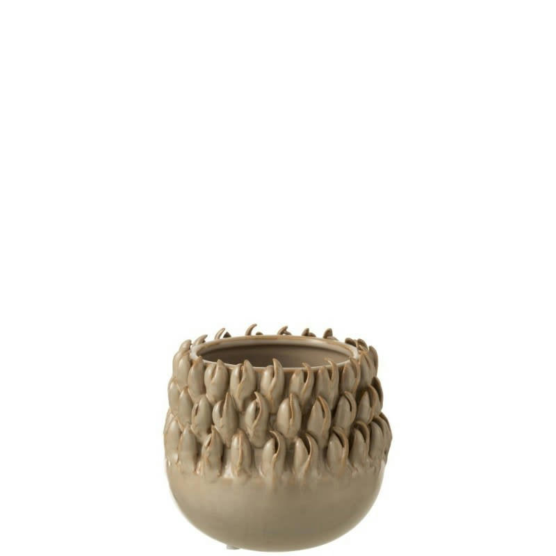 IBIZA - Cache-pot céramique gris H14,5cm