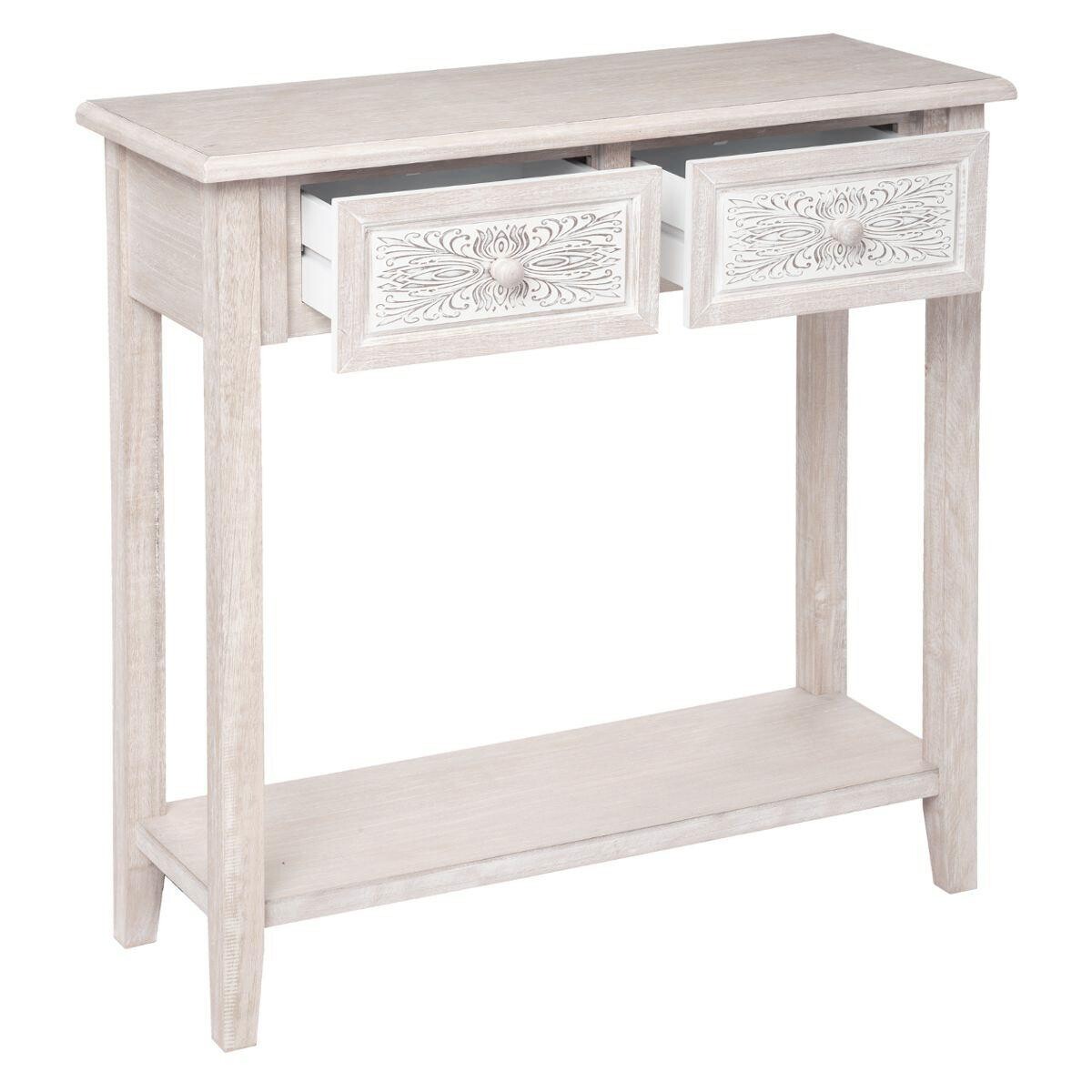 Console with shelf "Hina" Bleached wood, L.80 cm