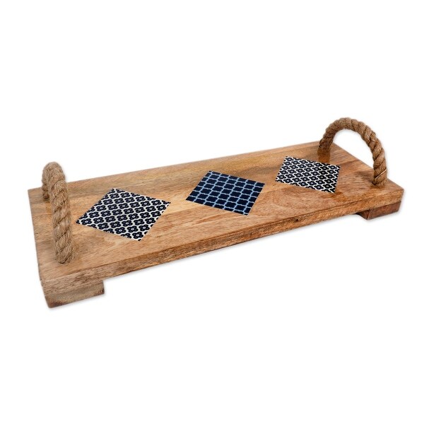 Novica Handmade Delhi Style Wood Serving Board