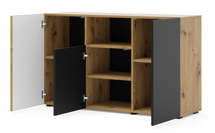 Komoda AURIS 3D 135 cm dąb artisan / czarny mat