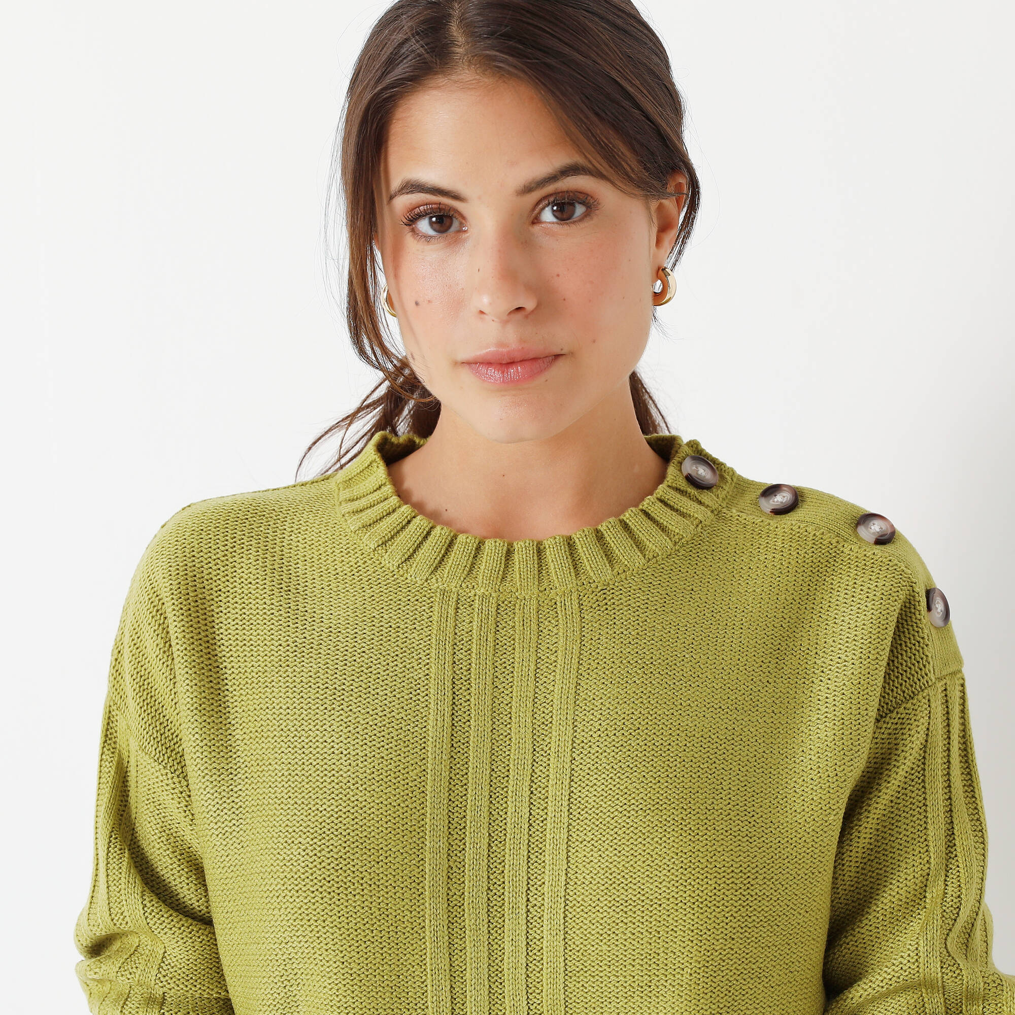 Pull col rond maille fantaisie