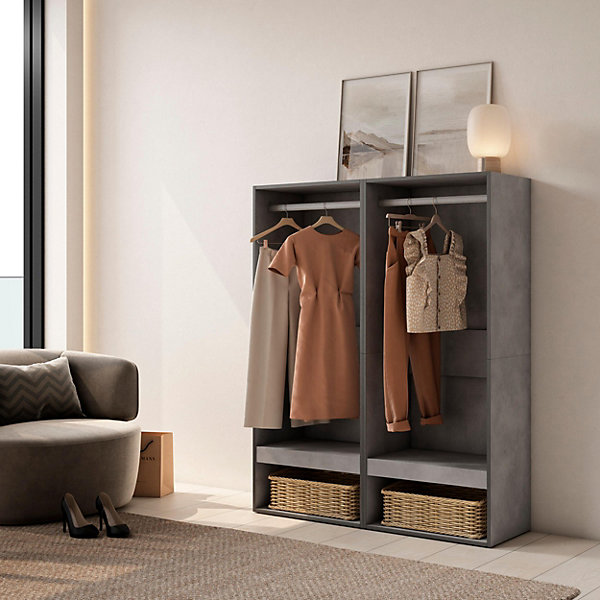 Armoire Vestiaire ouvert 120x35x145cm couleur gris ciment