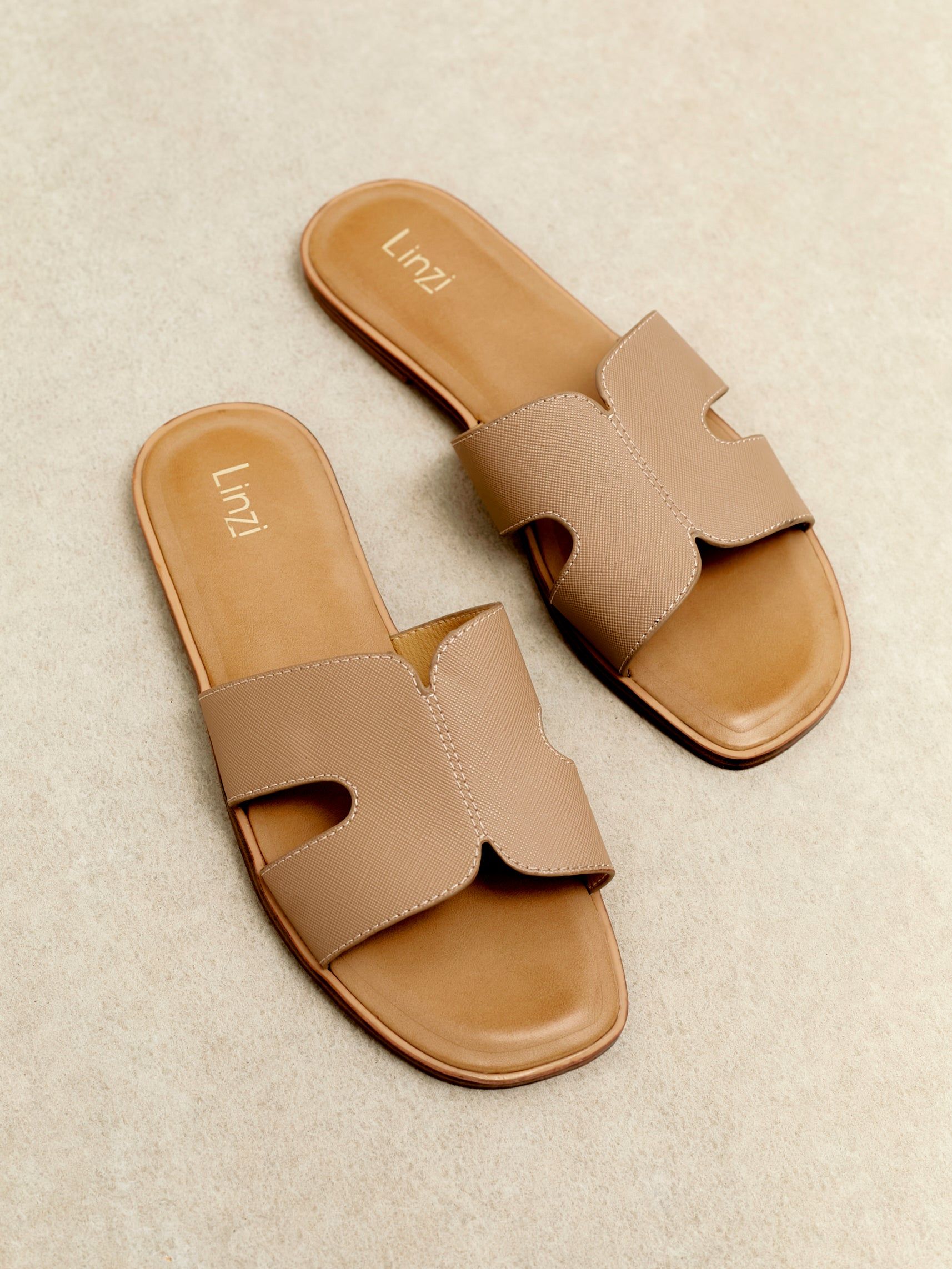 Linzi Petra Taupe Link Flat Sandals