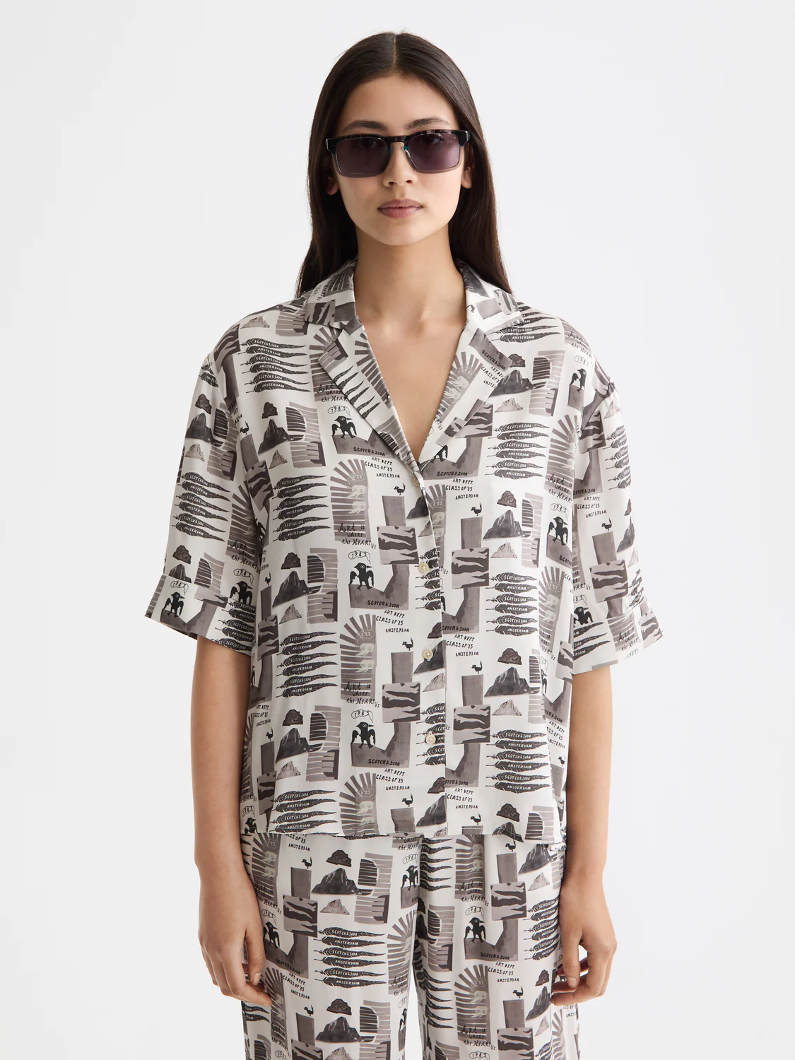 Printed Short Sleeve Fluid Shirt