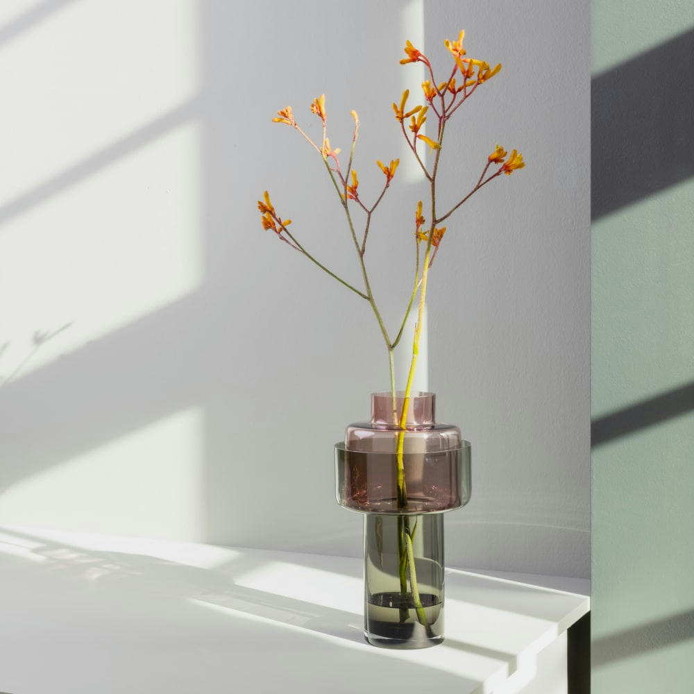 - Vase en verre h31cm aura verre gris