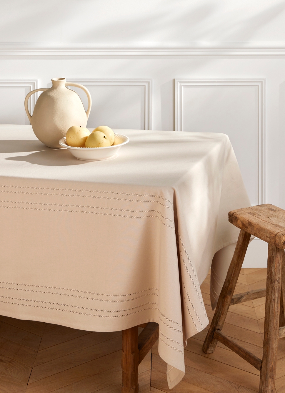 NAPPE POINÇON EN COTON NANI GRIS BEIGE